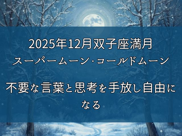 【2025年12月双子座満月×スーパームーン・コールドムーン】不要な言葉と思考を手放し自由になるスピリチュアルメッセージのイメージ画像